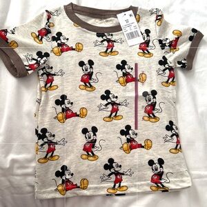 NWT: Toddlers Boys short sleeve Disney Mickey Mouse Printed Tee- Gray & Brown